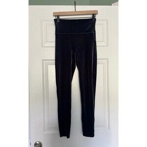 Spanx Leggings Blue Velvet Velour Size Medium Slimming Pull On